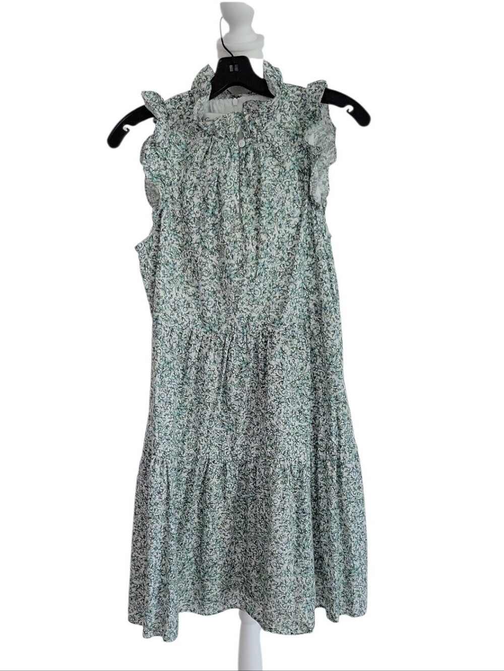 Sara Campbell Mint Green Floral Ruffle Midi Dress Size S